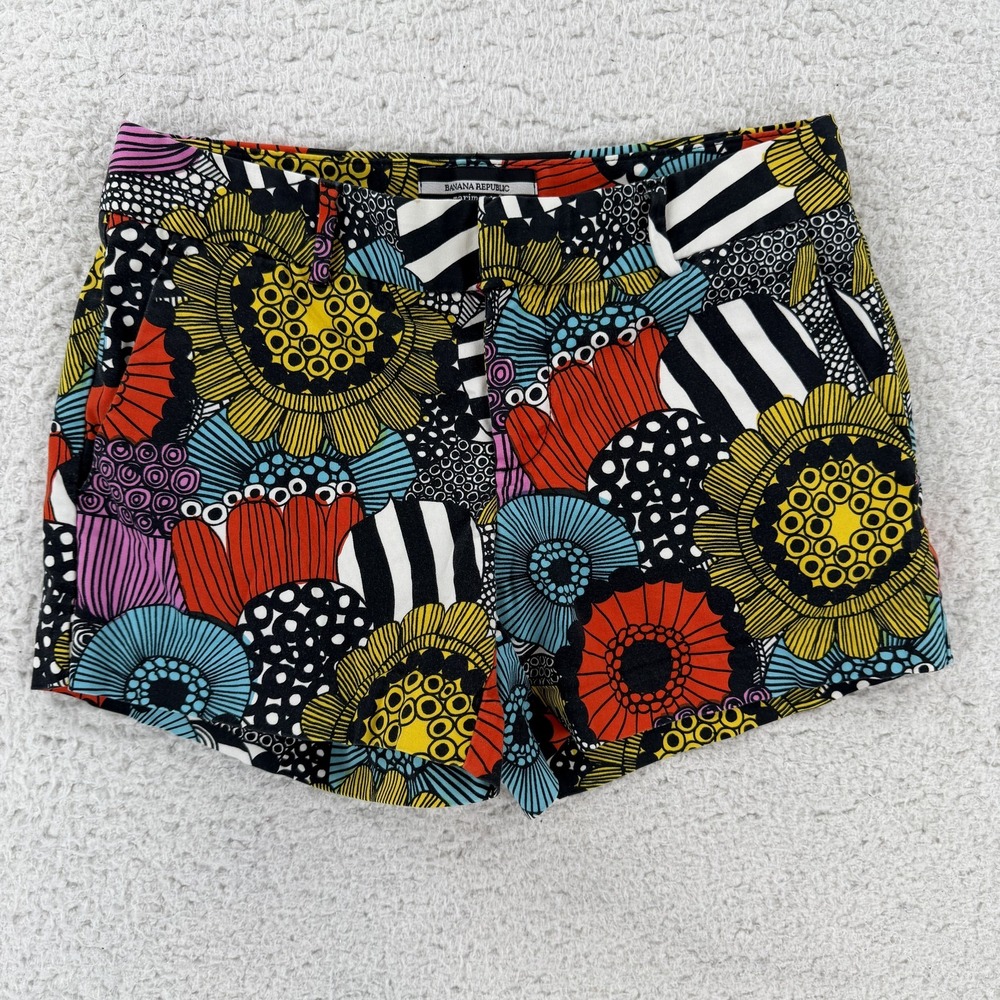 Banana Republic Marimekko Shorts Womens 0P Multicolor Chino Hampton Floral